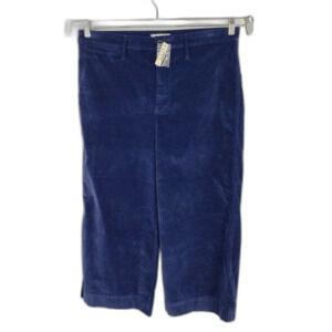 New Madewell Emmett Wide-Leg Crop Pants Velveteen Navy Size 33P Petite